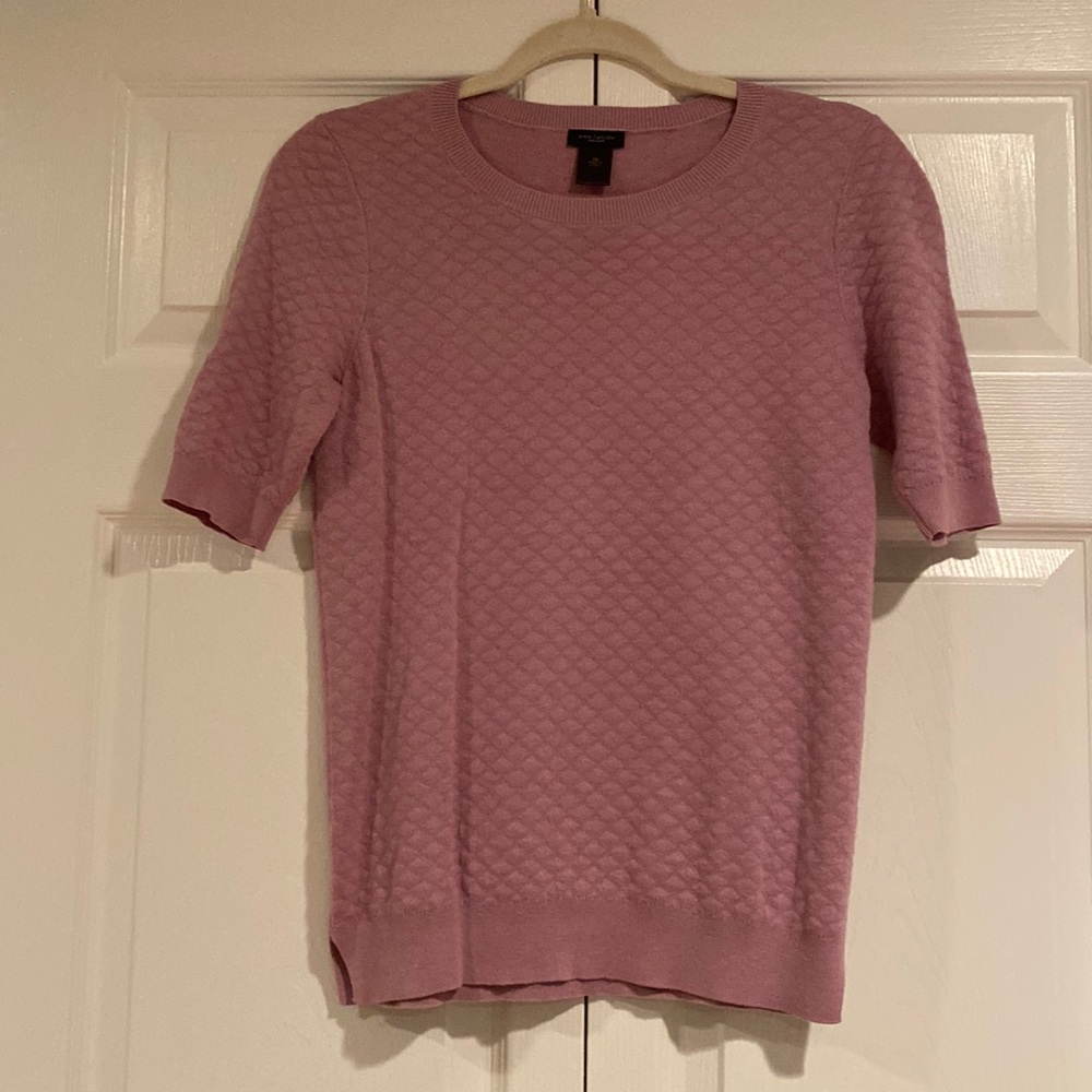 Ann Taylor Light Purple Cotton Sweater with 3/4 Sleeves
